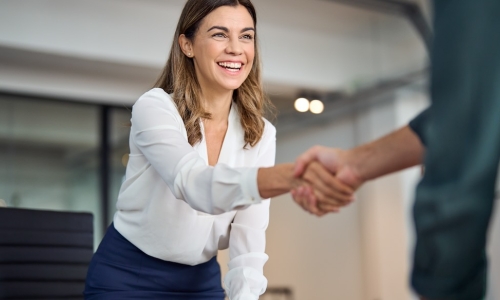 female executive handshake