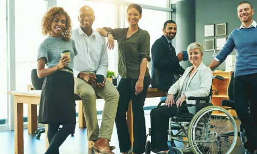 group of happy diverse employees