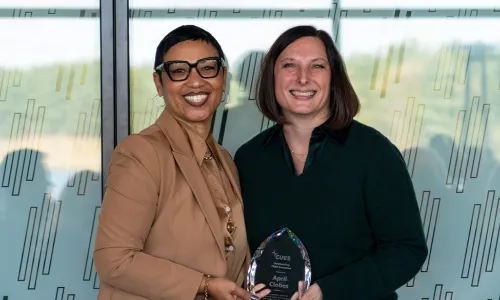 April Clobes receiving her OCE Award