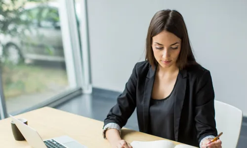 woman working at desk