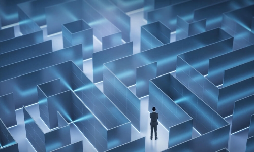 man standing in maze